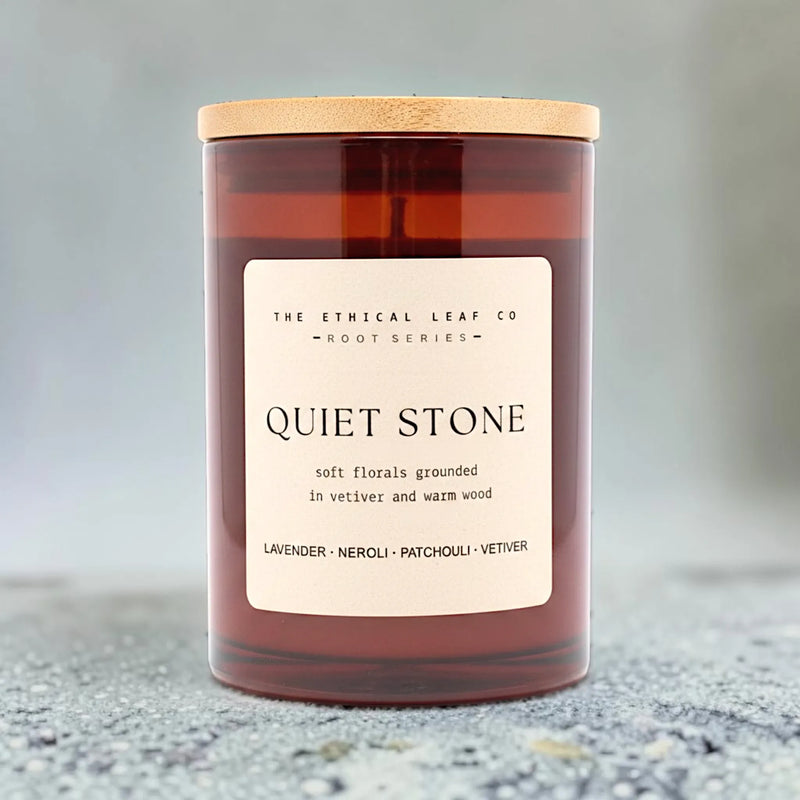 The Ethical Leaf Co. Signature Candle Quiet Stone l Natural Essential Oil Signature Candle