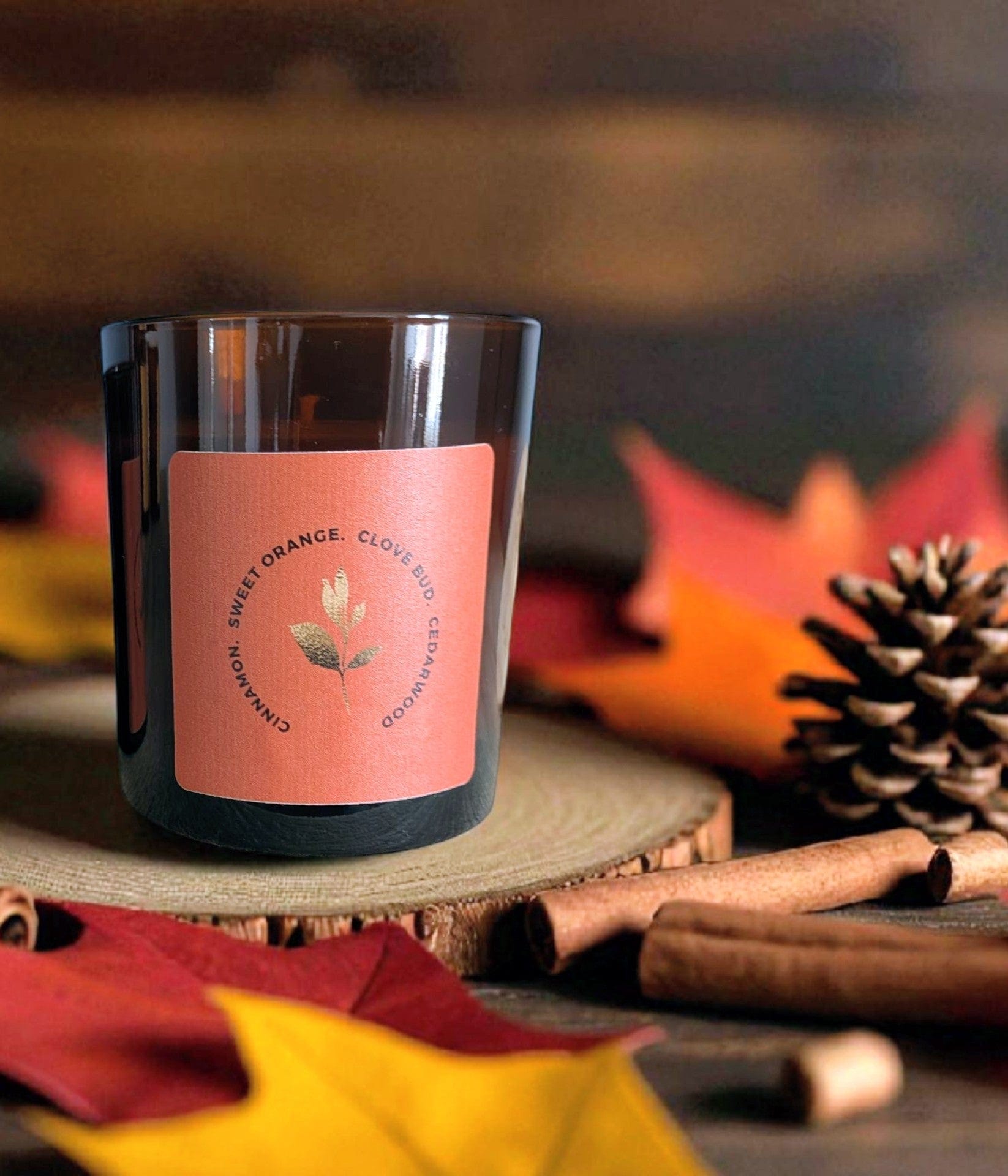 The Ethical Leaf Experience the soothing ambience of our Essential Oil infused Air Candle. Naturally Scented with Lavender, Cedarwood, Ylang Ylang and Bergamot. Create the prefect setting for entertaining your guests this summer. Large 35 - 45hrs burn Premium Aromatherapy Autumn Spice Scented Candle - Autumn in a candle.
