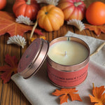 The Ethical Leaf Experience the soothing ambience of our Essential Oil infused Air Candle. Naturally Scented with Lavender, Cedarwood, Ylang Ylang and Bergamot. Create the prefect setting for entertaining your guests this summer. The Autumn Spice Candle Tin