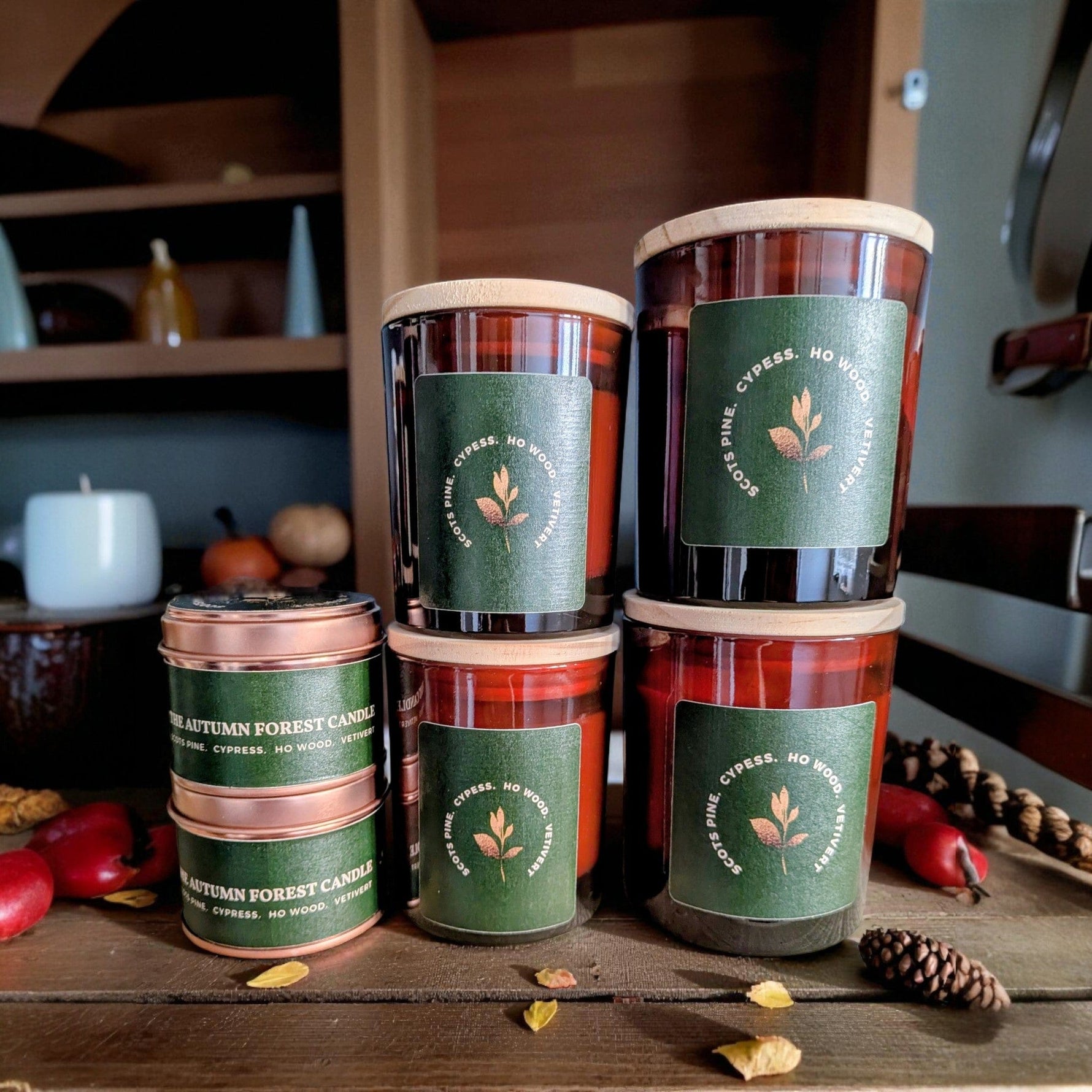 The Ethical Leaf Experience the soothing ambience of our Essential Oil infused Air Candle. Naturally Scented with Lavender, Cedarwood, Ylang Ylang and Bergamot. Create the prefect setting for entertaining your guests this summer. The Autumn Forest Tin Candle