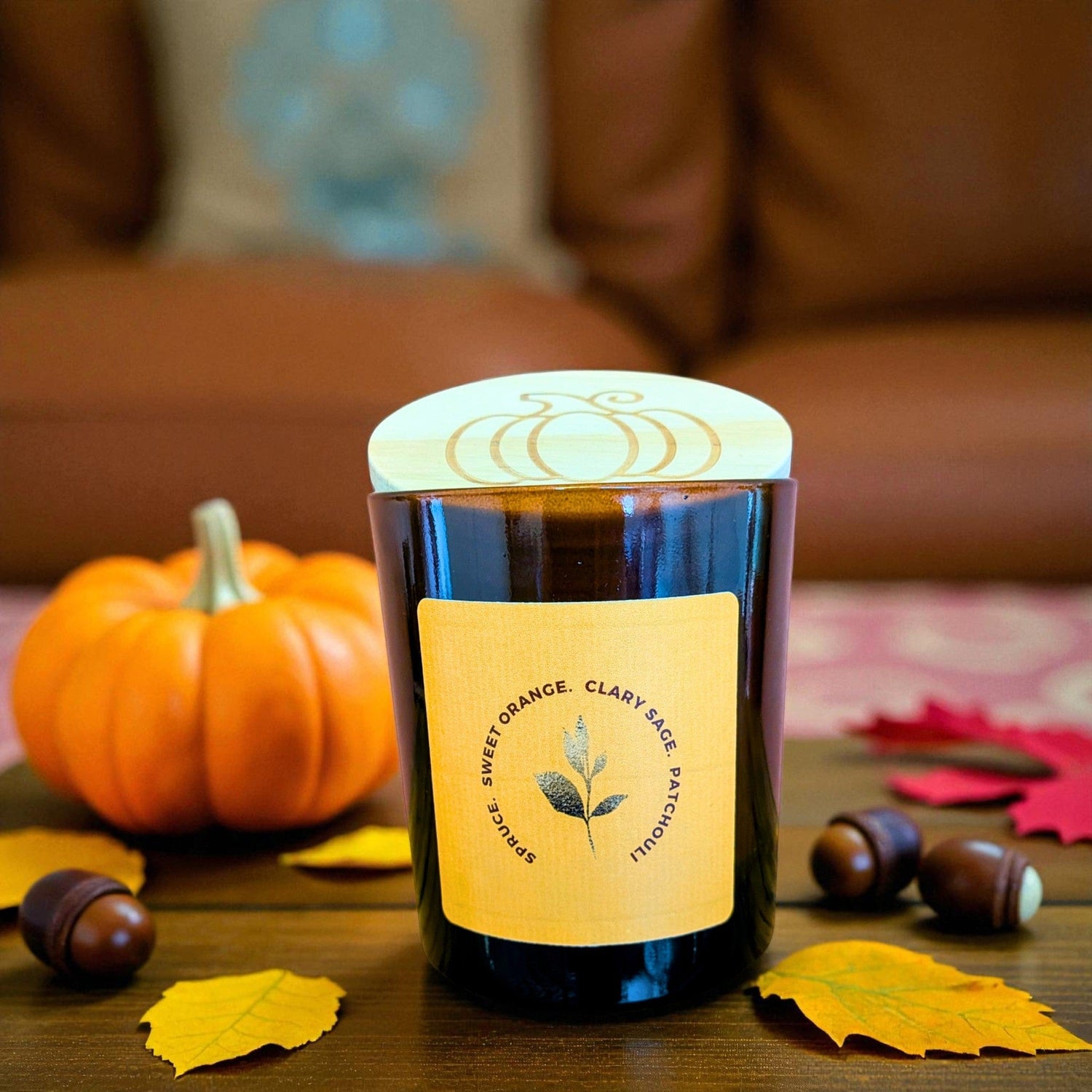 The Ethical Leaf Experience the soothing ambience of our Essential Oil infused Air Candle. Naturally Scented with Lavender, Cedarwood, Ylang Ylang and Bergamot. Create the prefect setting for entertaining your guests this summer. The Autumn Glow Candle